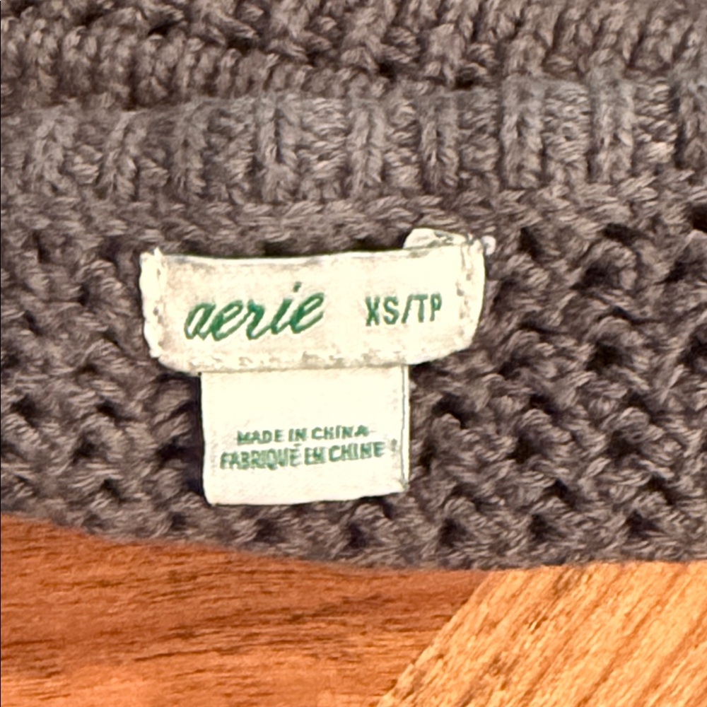 Dusty Green Aerie Crochet Cropped Halter Top XS EUC - Picture 6 of 7